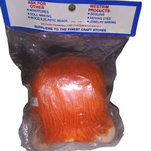 Vintage MITZY ORANGE DOLL HEAD HANDS 4 Inch Westrim Crafts HONG KONG 1980 NOS - Picture 3 of 5